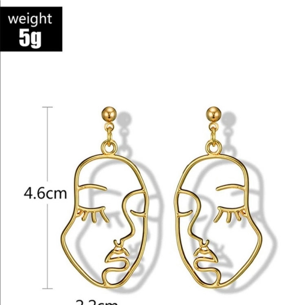 • Lola • Hollow Abstract Face Earrings - Picture 5 of 6